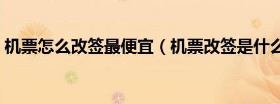机票怎么改签最便宜（机票改签是什么意思）