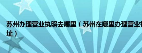苏州办理营业执照去哪里（苏州在哪里办理营业执照办理地址）