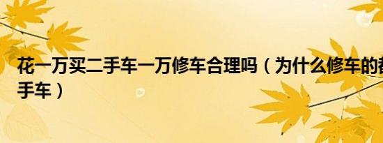 花一万买二手车一万修车合理吗（为什么修车的都不敢买二手车）