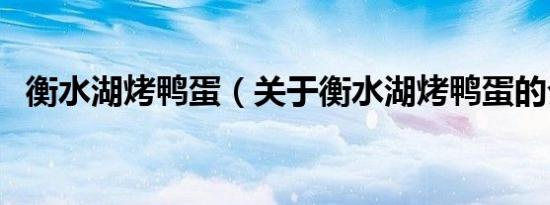 衡水湖烤鸭蛋（关于衡水湖烤鸭蛋的介绍）