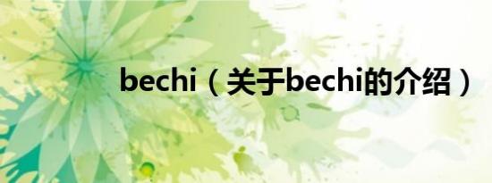 bechi（关于bechi的介绍）