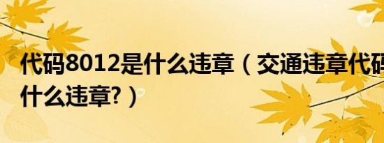 代码8012是什么违章（交通违章代码8012是什么违章?）