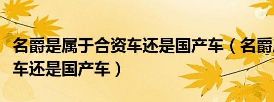 名爵是属于合资车还是国产车（名爵属于合资车还是国产车）