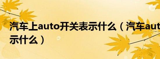 汽车上auto开关表示什么（汽车auto开关表示什么）