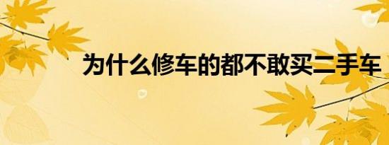 为什么修车的都不敢买二手车