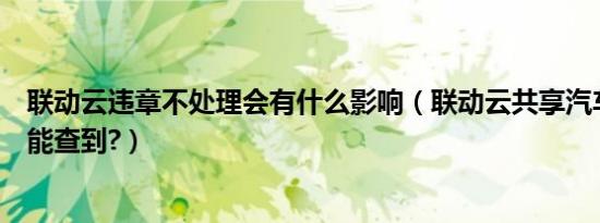 联动云违章不处理会有什么影响（联动云共享汽车违章多久能查到?）