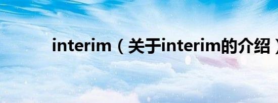 interim（关于interim的介绍）