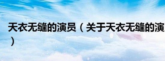天衣无缝的演员（关于天衣无缝的演员的介绍）