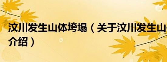 汶川发生山体垮塌（关于汶川发生山体垮塌的介绍）