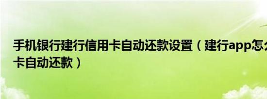 手机银行建行信用卡自动还款设置（建行app怎么设置信用卡自动还款）
