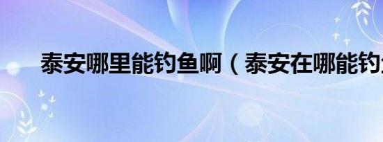 泰安哪里能钓鱼啊（泰安在哪能钓鱼）