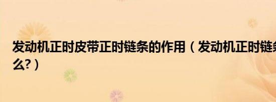 发动机正时皮带正时链条的作用（发动机正时链条作用是什么?）