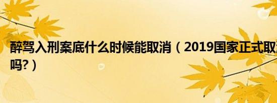 醉驾入刑案底什么时候能取消（2019国家正式取消醉驾入刑吗?）