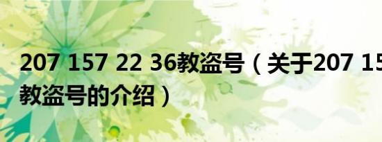 207 157 22 36教盗号（关于207 157 22 36教盗号的介绍）