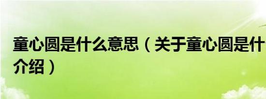 童心圆是什么意思（关于童心圆是什么意思的介绍）