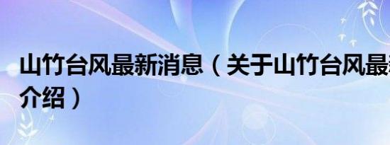 山竹台风最新消息（关于山竹台风最新消息的介绍）