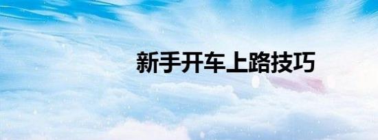 新手开车上路技巧
