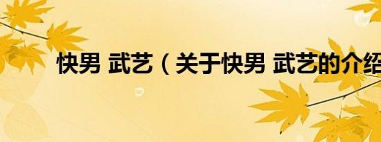 快男 武艺（关于快男 武艺的介绍）