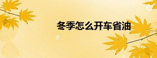 冬季怎么开车省油