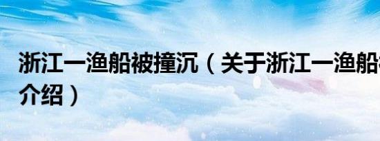 浙江一渔船被撞沉（关于浙江一渔船被撞沉的介绍）