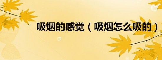吸烟的感觉（吸烟怎么吸的）