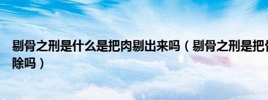 剔骨之刑是什么是把肉剔出来吗（剔骨之刑是把骨头全部剔除吗）