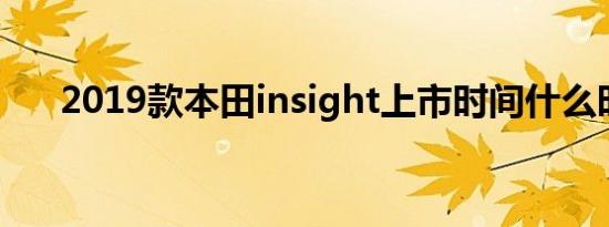 2019款本田insight上市时间什么时候