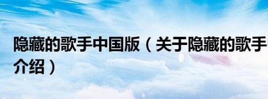 隐藏的歌手中国版（关于隐藏的歌手中国版的介绍）