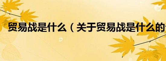 贸易战是什么（关于贸易战是什么的介绍）