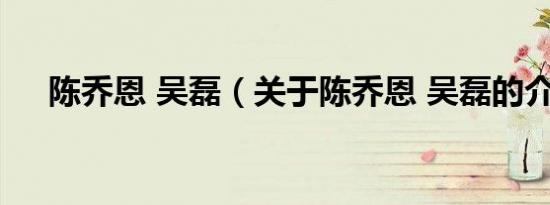 陈乔恩 吴磊（关于陈乔恩 吴磊的介绍）