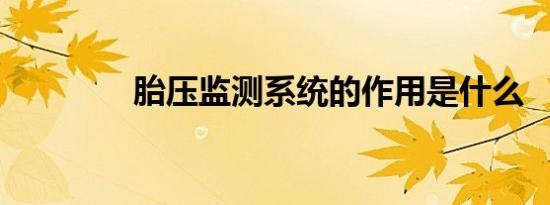 胎压监测系统的作用是什么