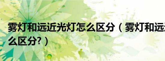 雾灯和远近光灯怎么区分（雾灯和远近光灯怎么区分?）
