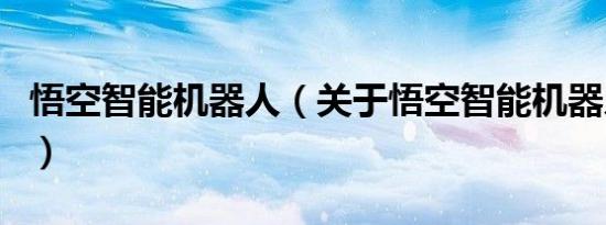 悟空智能机器人（关于悟空智能机器人的介绍）