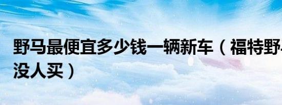 野马最便宜多少钱一辆新车（福特野马为什么没人买）