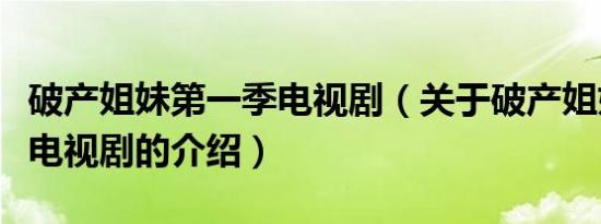 破产姐妹第一季电视剧（关于破产姐妹第一季电视剧的介绍）