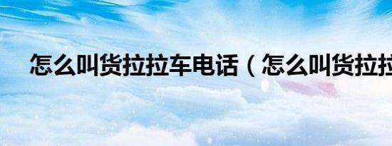怎么叫货拉拉车电话（怎么叫货拉拉车）