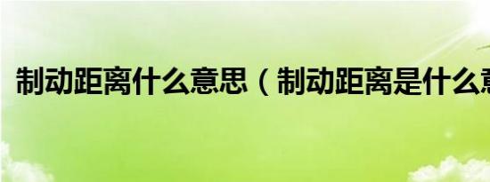 制动距离什么意思（制动距离是什么意思?）