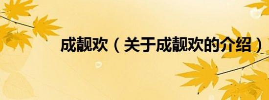 成靓欢（关于成靓欢的介绍）