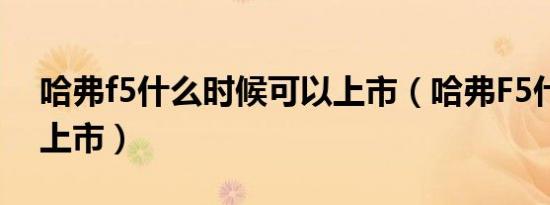 哈弗f5什么时候可以上市（哈弗F5什么时候上市）