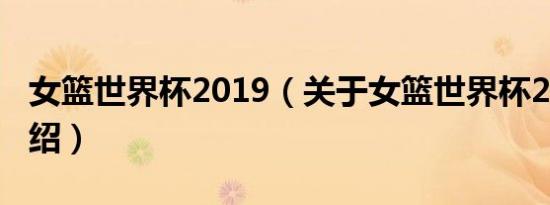 女篮世界杯2019（关于女篮世界杯2019的介绍）