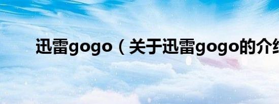 迅雷gogo（关于迅雷gogo的介绍）