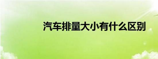 汽车排量大小有什么区别