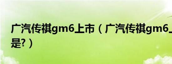 广汽传祺gm6上市（广汽传祺gm6上市时间是?）