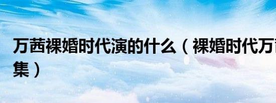 万茜裸婚时代演的什么（裸婚时代万茜在哪一集）