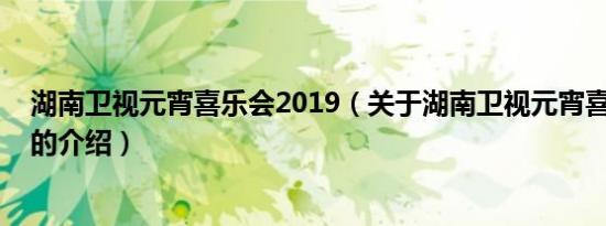 湖南卫视元宵喜乐会2019（关于湖南卫视元宵喜乐会2019的介绍）