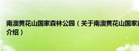 南澳黄花山国家森林公园（关于南澳黄花山国家森林公园的介绍）