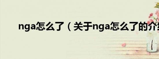 nga怎么了（关于nga怎么了的介绍）