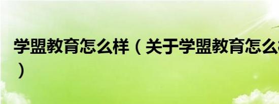 学盟教育怎么样（关于学盟教育怎么样的介绍）