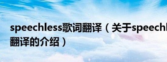 speechless歌词翻译（关于speechless歌词翻译的介绍）