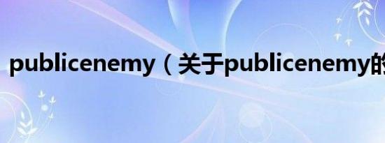publicenemy（关于publicenemy的介绍）